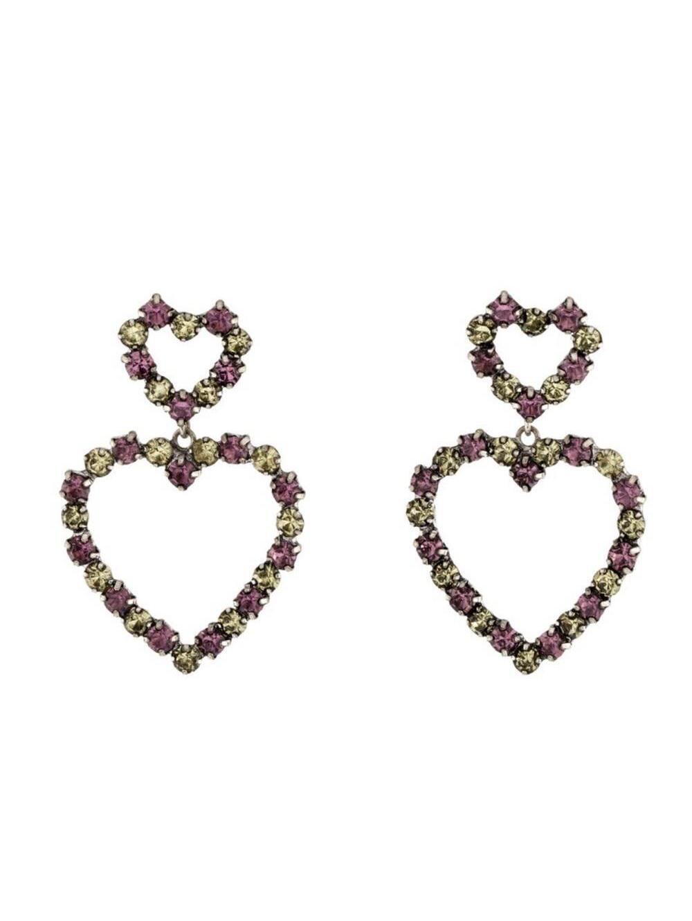 Dannijo Crystal Regina Heart Drop Earrings